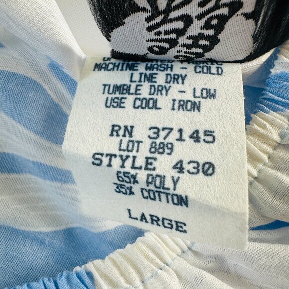 Hilo Hattie Muu Muu Dress Womens L Short Sleeve Blue White Floral Midi Hawaii - Picture 9 of 13